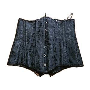 Charmaine Corset Black Brocade Steel Boned Steampunk Goth Womens XL